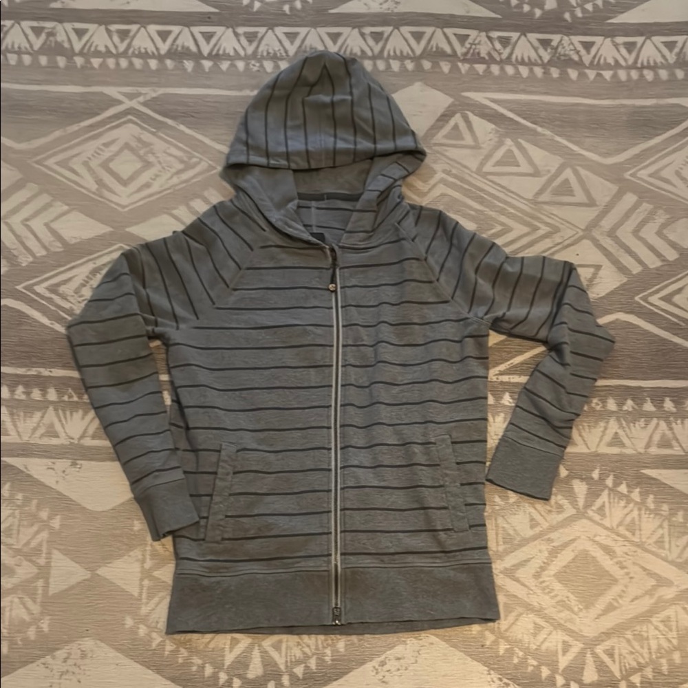Lululemon Athletica Gray Hoodie Sweatshirt with Stripes